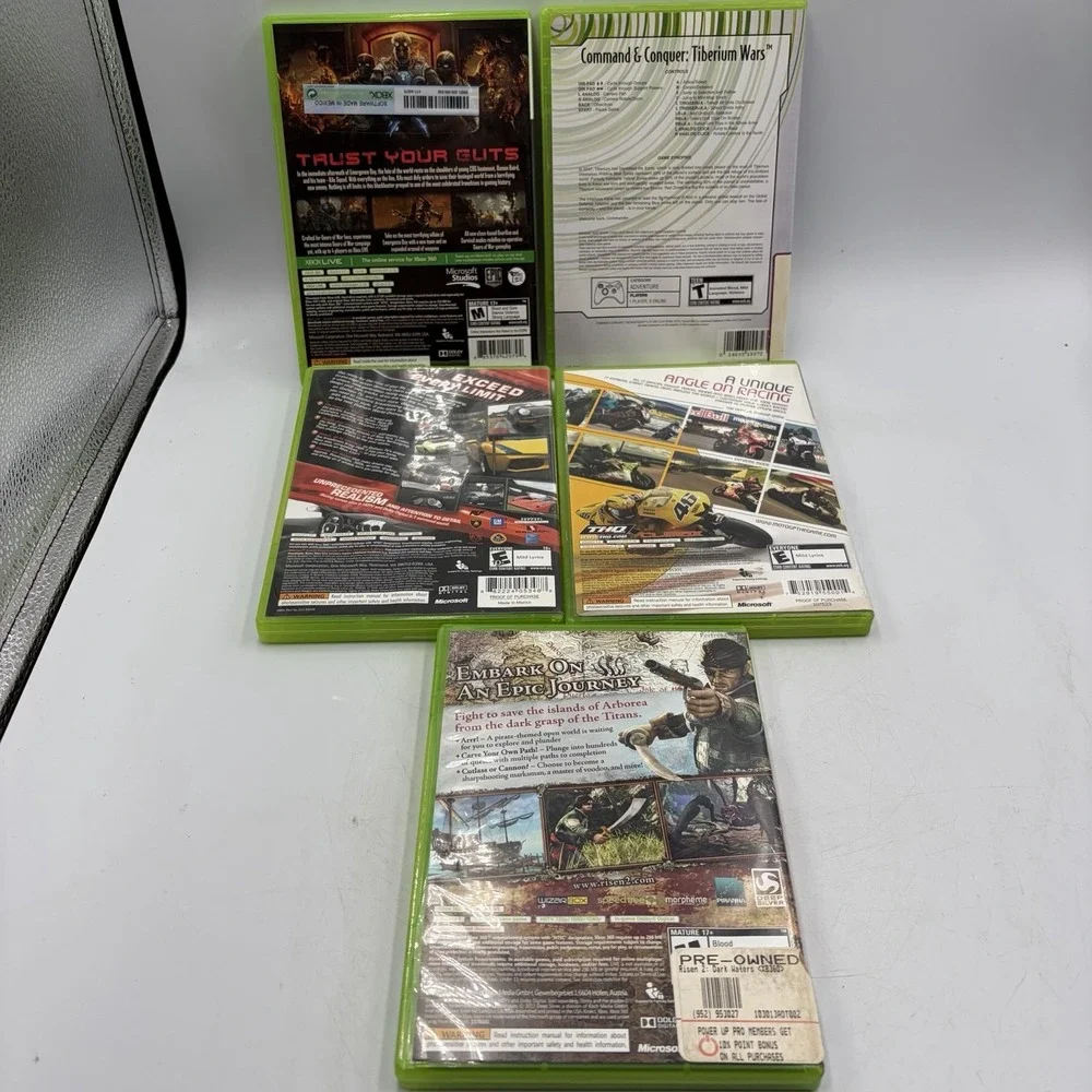 Xbox 360 5 Games Gears Of War Judgment Pgr3 Moto Gp'06 Risen 2 Command & Conquer